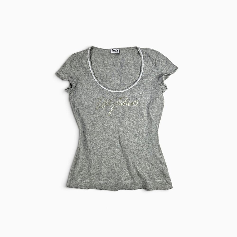 Y2k 'D&G Fitness' by Dolce & Gabbana Loungewear Top Gray - Medium